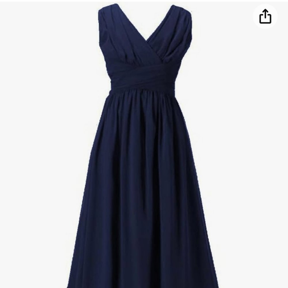 Black Chiffon V-neck Long Dress. Size 18 Girls. By Happy Rose.